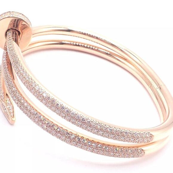 Cartier Juste un Clou Nail 18k Rose Gold Diamond Bangle Bracelet Size 16 Paper - Picture 5 of 13